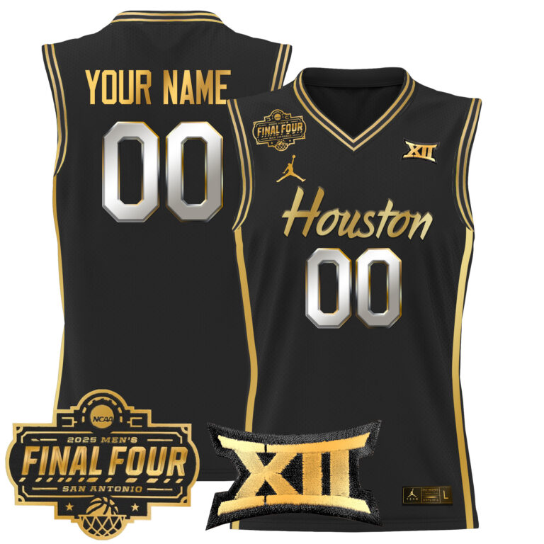 Men Houston Cougars #7 Uzan black 2025 Final Four Patch NCAA Custom Jerseys